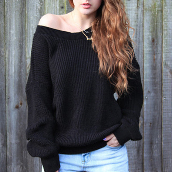 Round neck long-sleeved knit sweater