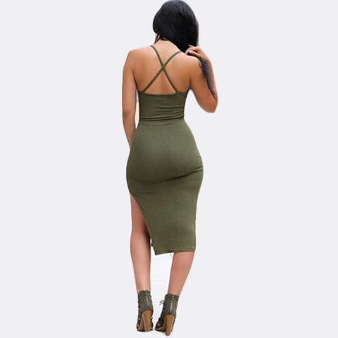 SEXY SLEEVELESS HALTER DRESS