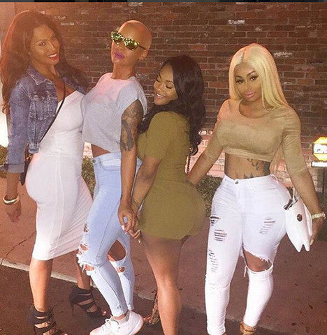 FASHION HOLE JEANS LONG PANTS