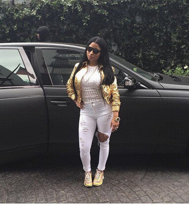 FASHION HOLE JEANS LONG PANTS