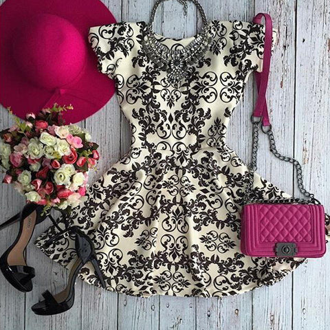 Sexy Fashion Shoulder One Word Floral Embroidery Rose Dress White