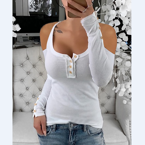 Women'S Solid Color Round Neck Long-Sleeved T-Shirt