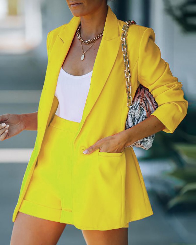 Sexy Temperament Women'S Fashion Casual Cardigan Shorts Suit