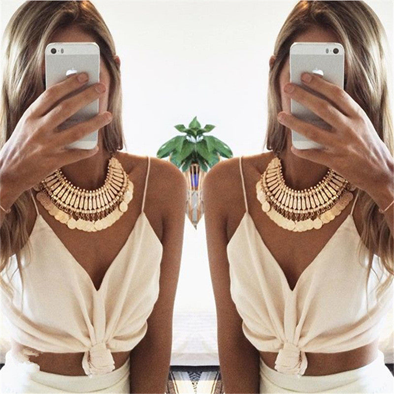 Sexy V-neck harnesses T-shirt