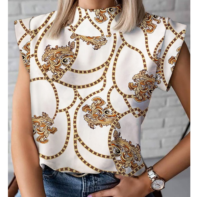 Chain Short Sleeve Printed Shirt Top