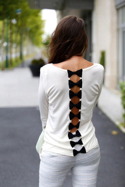 Sexy Bow Long-Sleeved Shirt