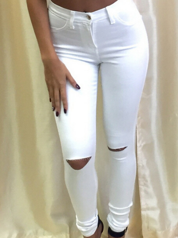 Sexy Hole Exposed Knee Jeans