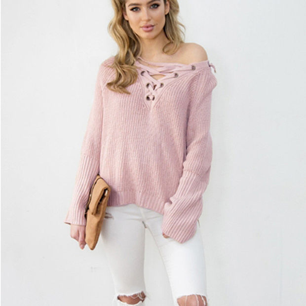 Sweater V-neck Tops Women's Fashion Needles