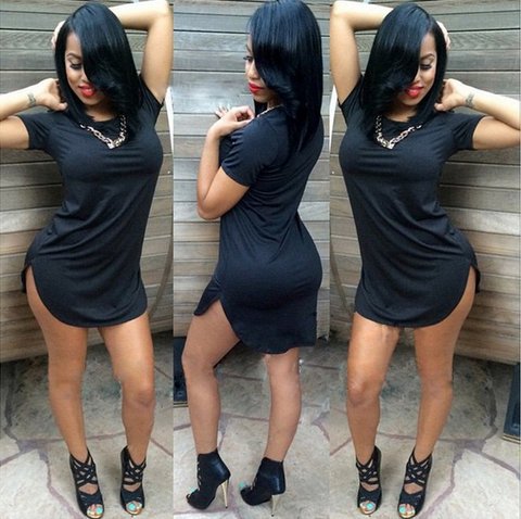 FASHION ROUND NECK SHORT-SLEEVED DRESS