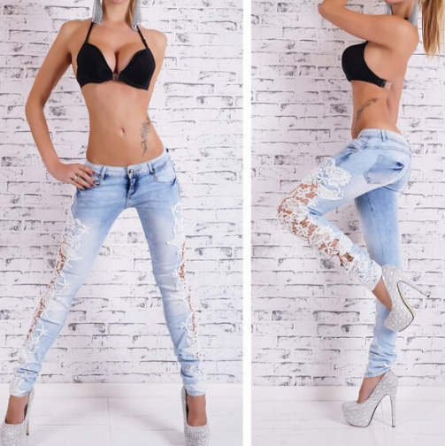 Sexy Design Embroidered Jeans