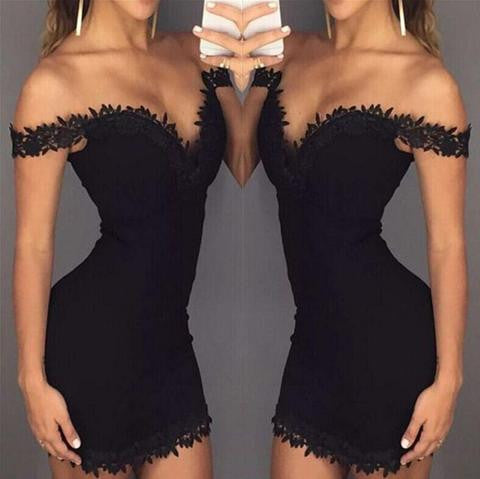 SEXY V-NECK LACE DRESS
