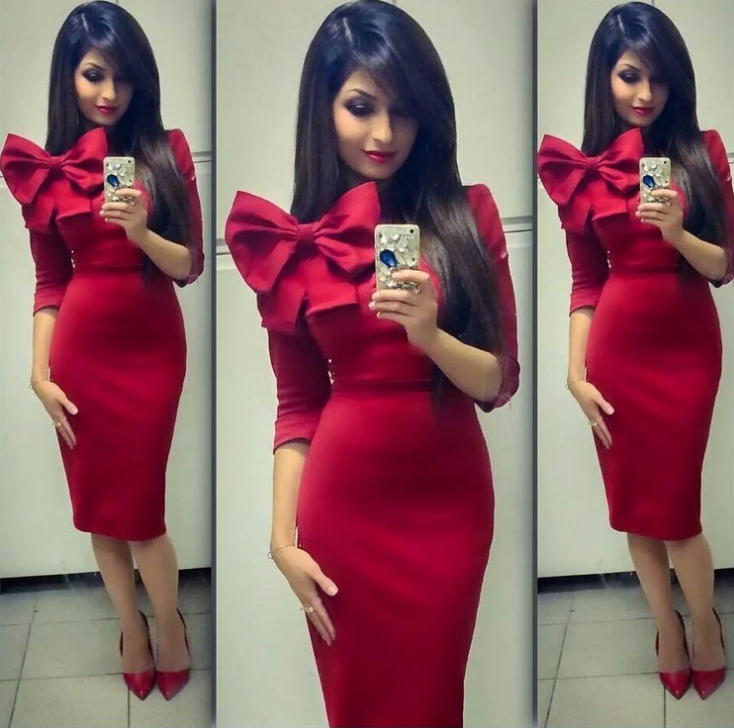 Sexy round neck Bowknot dress