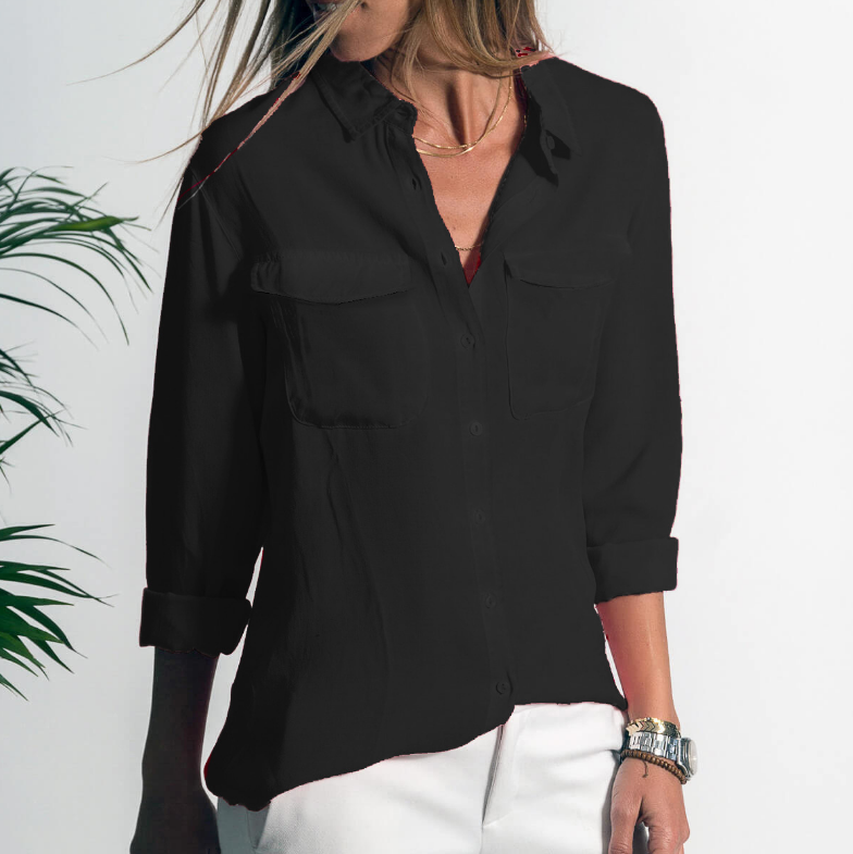 Long Sleeve Pocket Shirt Top
