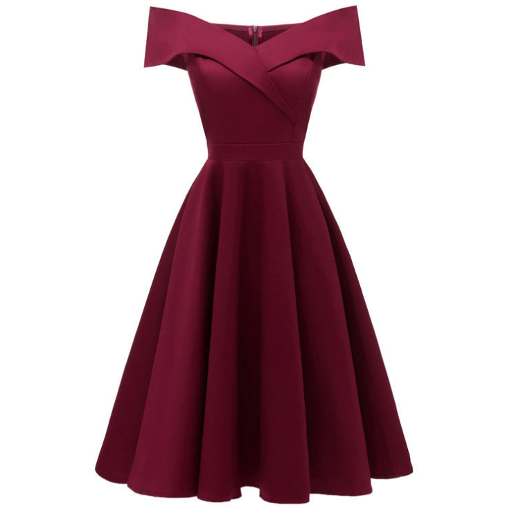 V-Neck Sleeveless A-Line Cocktail Vintage Dress