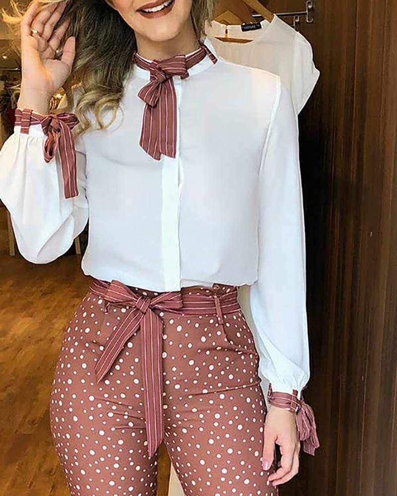 Long Sleeve Women's Printed Chiffon Two-piece Set