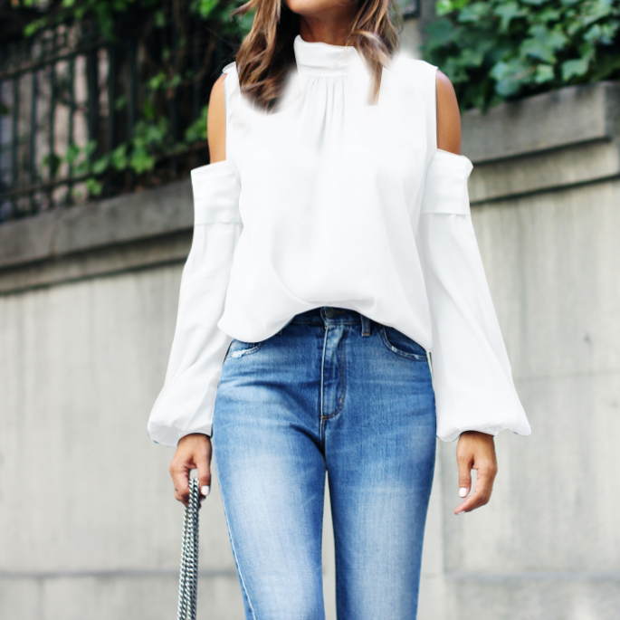 Loose Women's Long Sleeve Shirt Off Shoulder Top