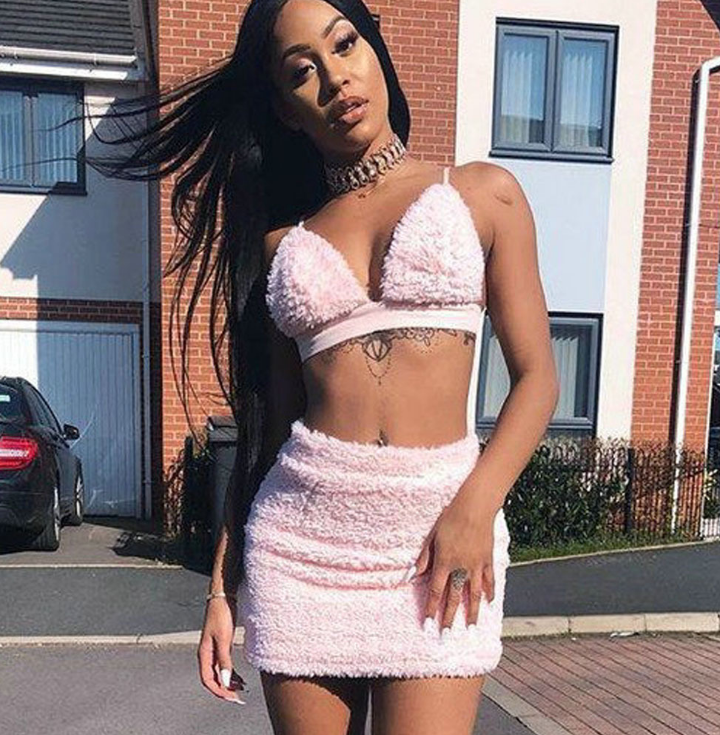 Solid Color Sexy V-Neck Sling Two-Piece Dress