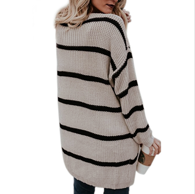 Fashion Loose Striped Knit Cardigan Sweater