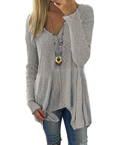 Solid Color Sexy V-Neck Long Sleeve Sweater