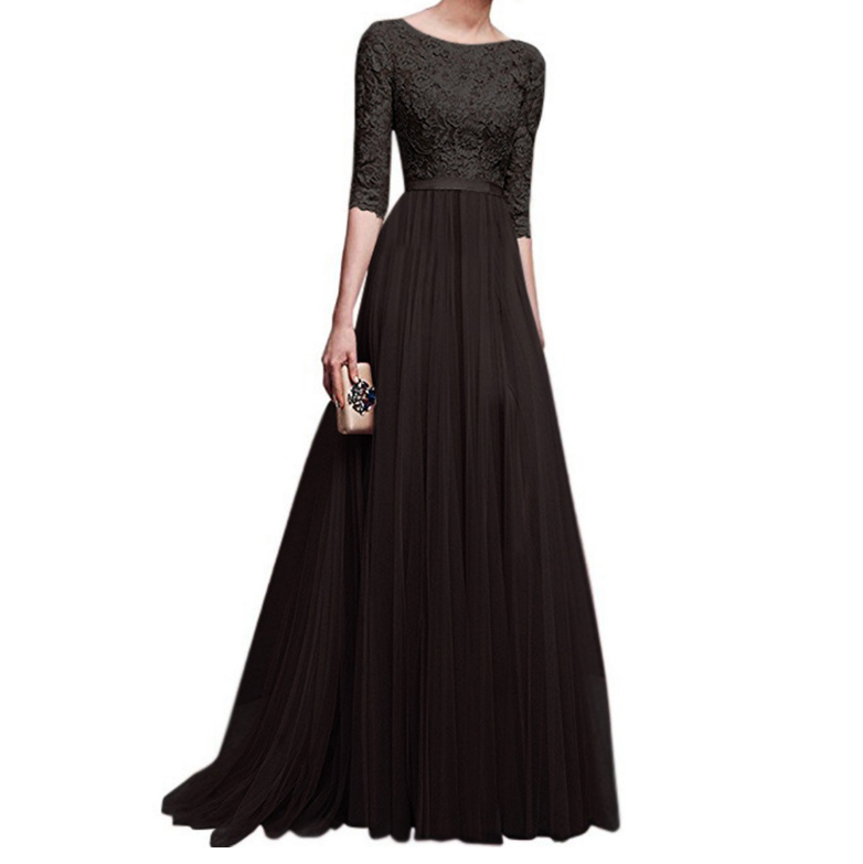 Fashion Half Sleeve Long Lace Dress