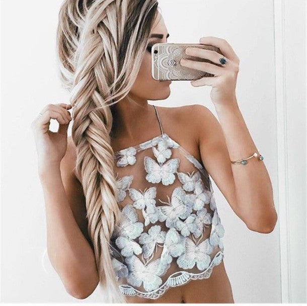 SEXY BUTTERFLY EMBROIDERED SHIRT