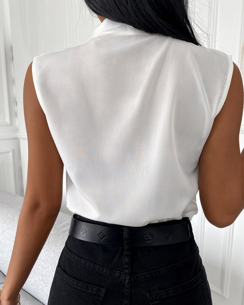 Solid Color Women'S V-Neck Casual Sleeveless Shirt Top