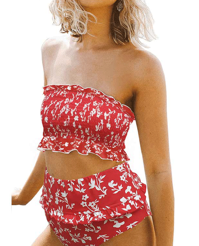 Sweet Ruffle Off the Shoulder Bikini