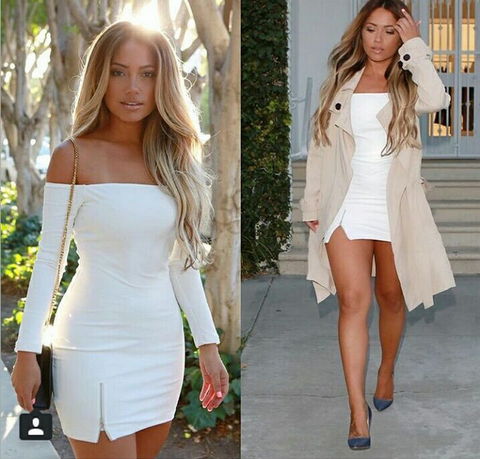 FASHION LONG-SLEEVED ZIPPER DRESS