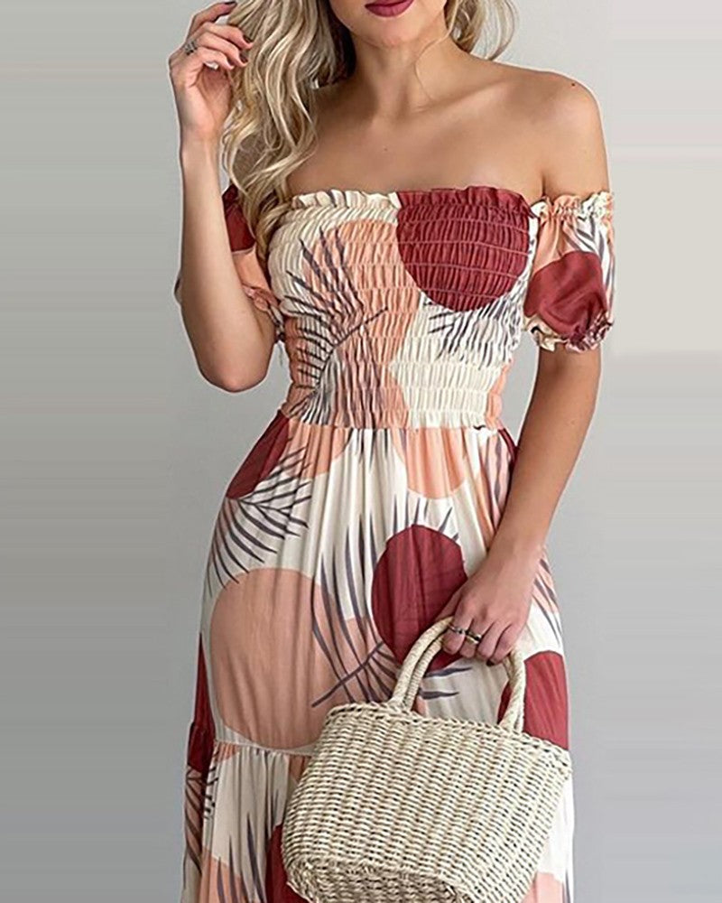 Casual Printed Short Sleeve Dress