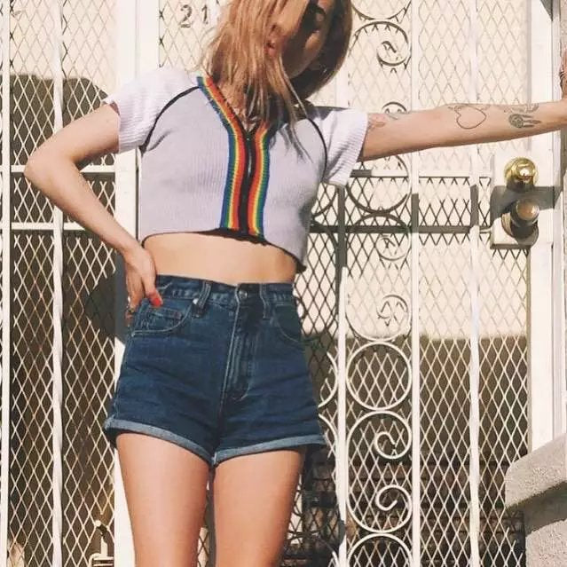 V-neck Patchwork Crop Top Zippers Knit Tops Short Sleeve Jacket