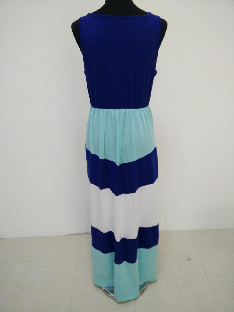 Women'S Sleeveless Round Neck Striped Dress