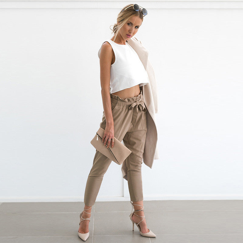 Slim high waist Long pants