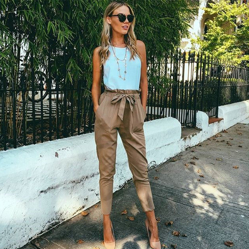 Slim high waist Long pants