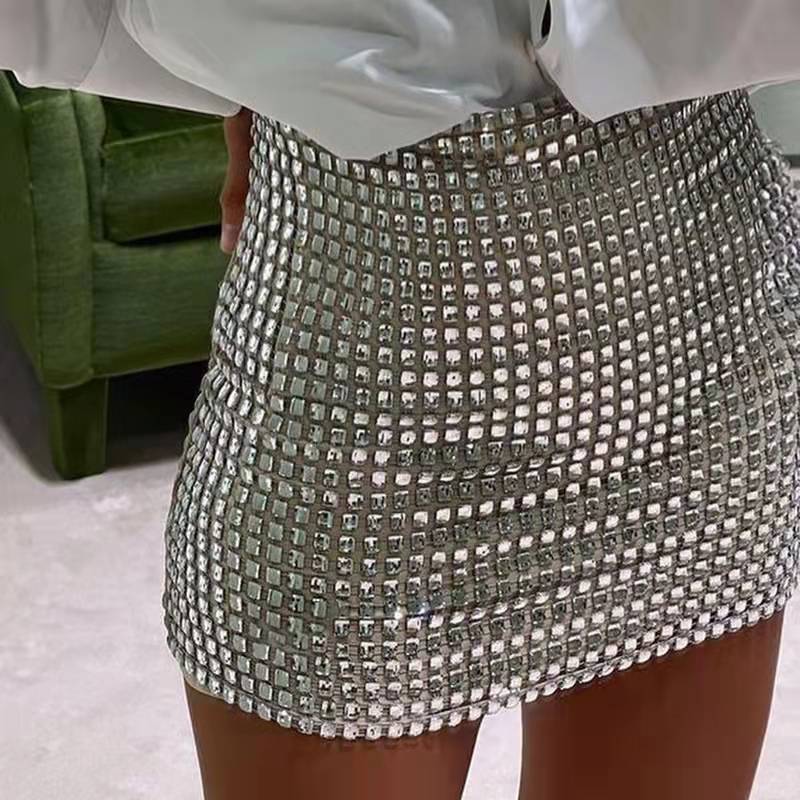 Sexy Women'S Solid Color Slim Sequins Hip Package Fashion Skirt