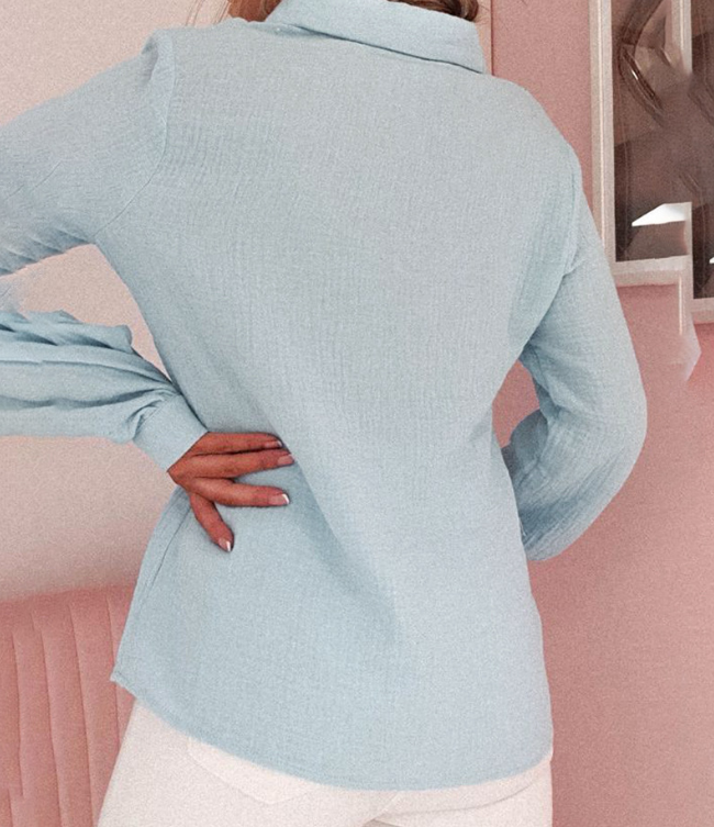 Casual Solid Color Long-Sleeved Shirt