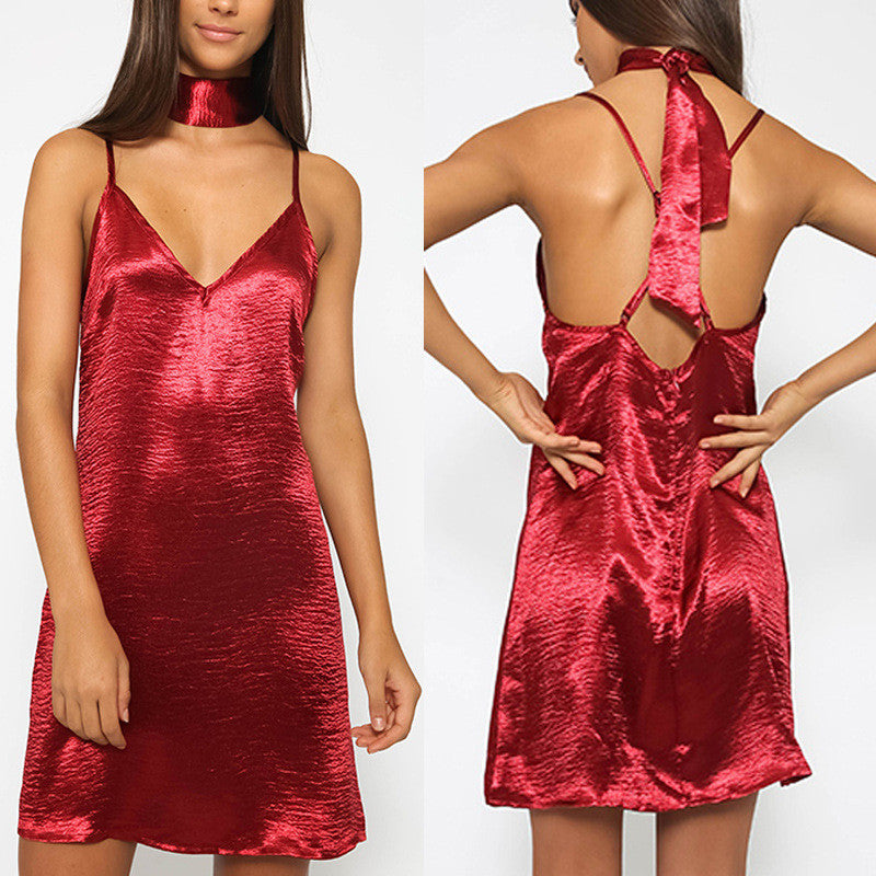 Sexy Sling V-neck Backless dress