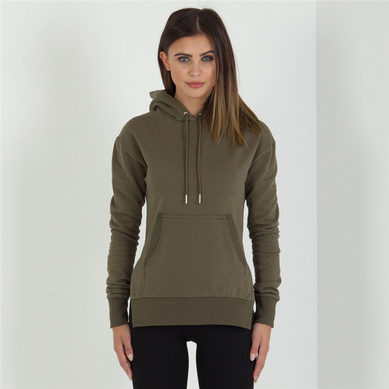 Round neck long-sleeved hooded sweater