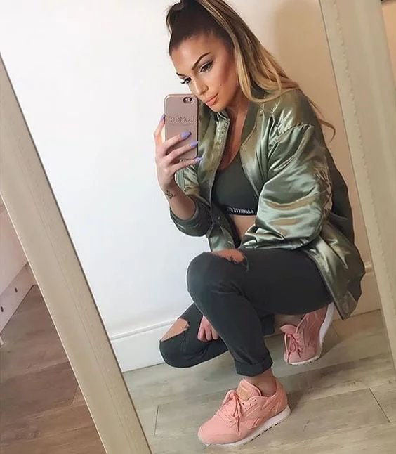 Solid color long-sleeved zipper jacket