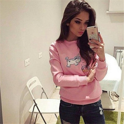 Round neck long sleeve printed hooded sweater