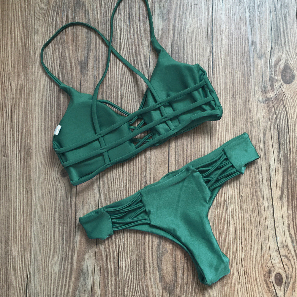 Solid color bandage bikini