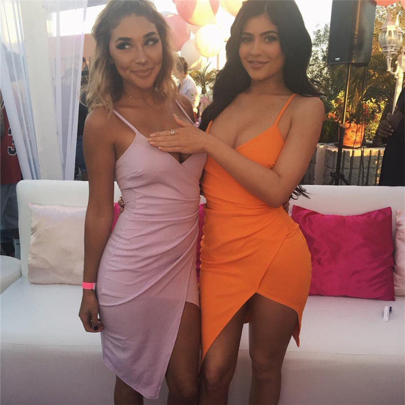 Solid color sleeveless Sling dress