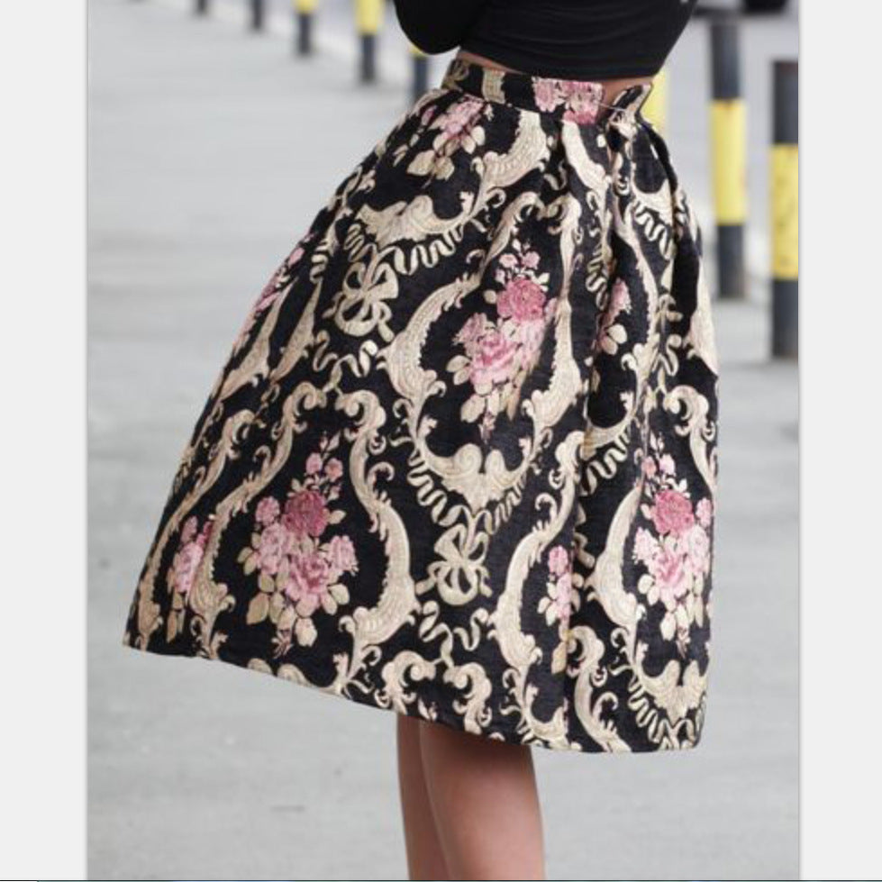 Retro Design Printed Skirt