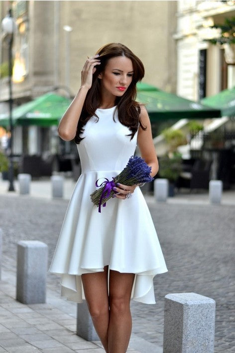 Irregular Round Neck Sleeveless Chiffon Dress