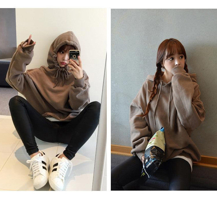 Loose long-sleeved hooded sweater