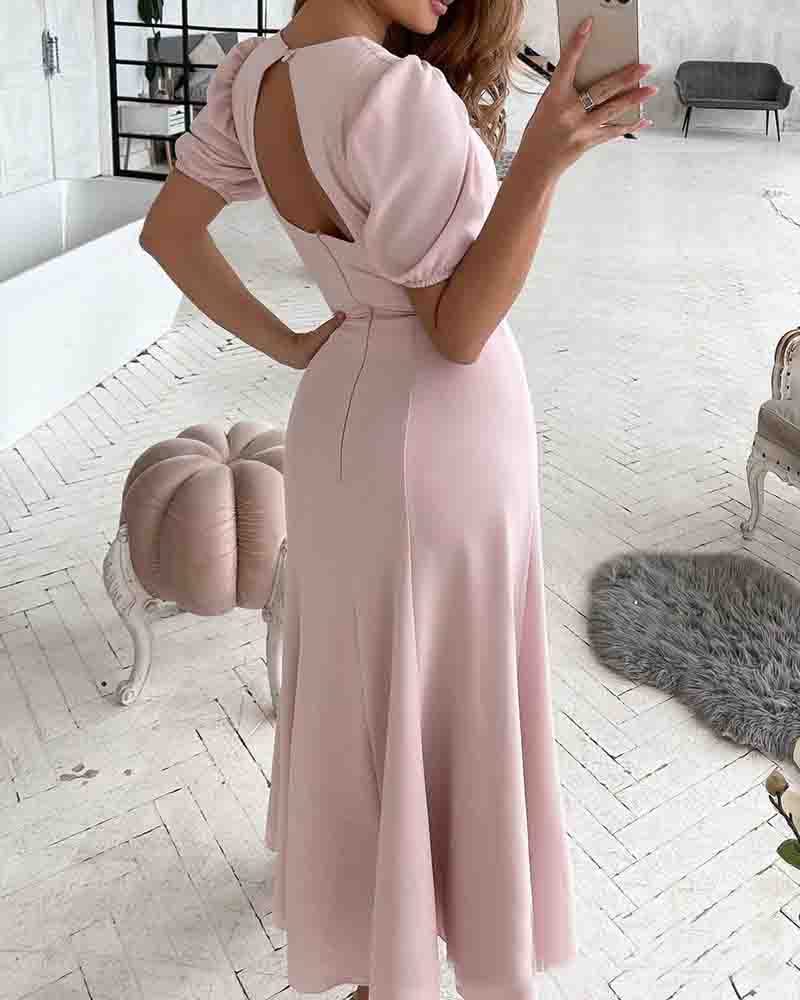 Fashion Short Sleeve Split Dress