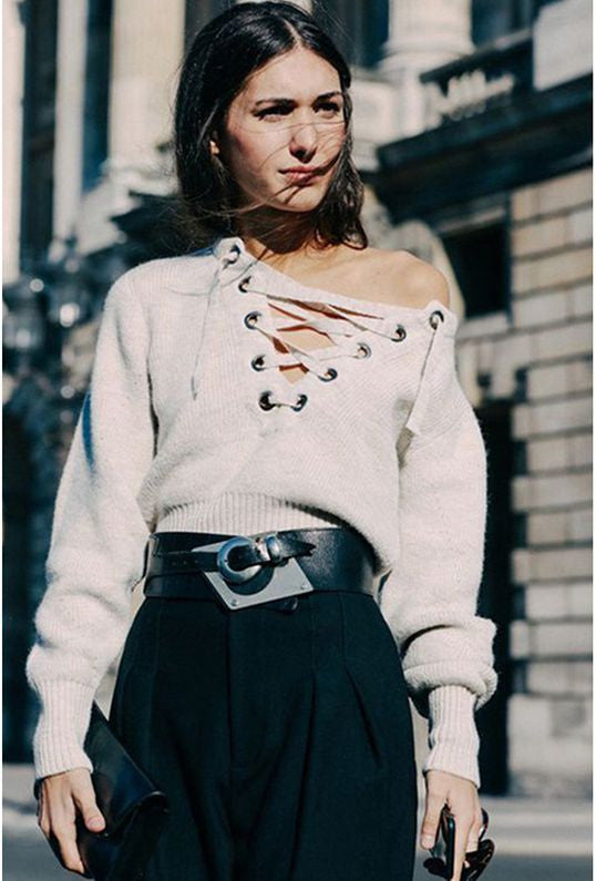 Sexy V-Neck Long Sleeve Knit Sweater