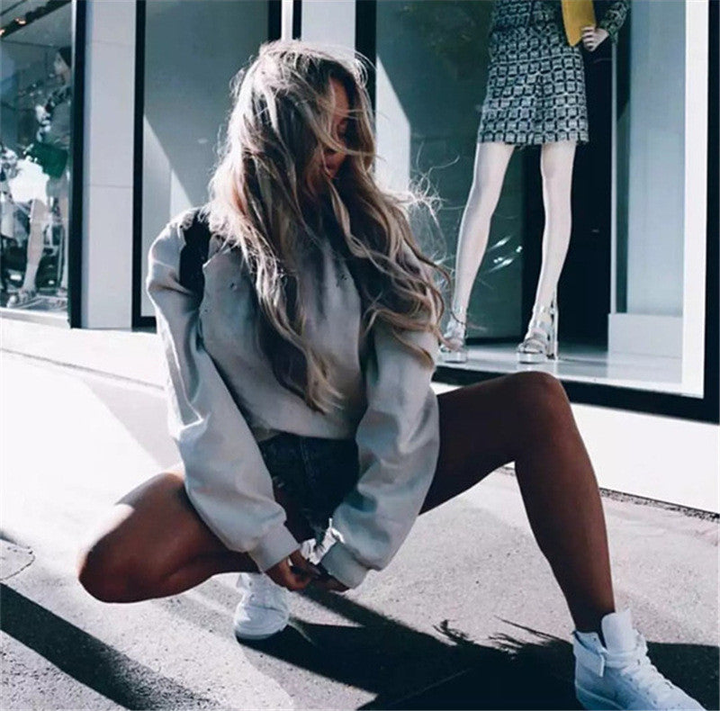 Casual long-sleeved round neck bat sleeve sweater