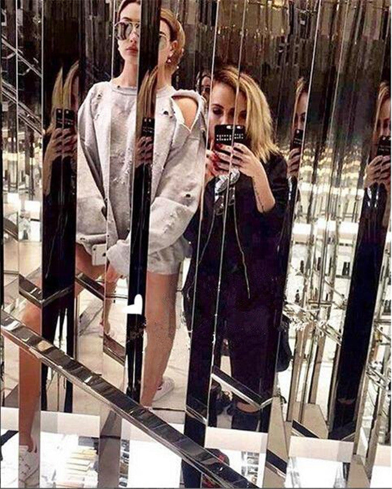 Casual long-sleeved round neck bat sleeve sweater