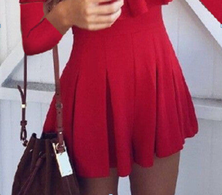 Fashion red long-sleeved dress