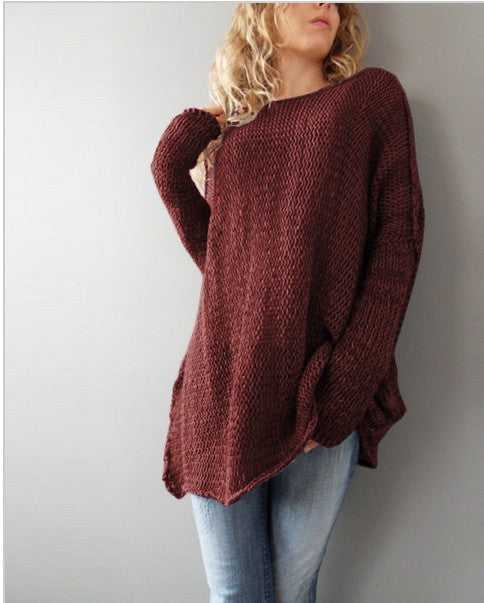 Loose long sleeved knitted sweater